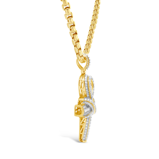 Diamond Cross Pendant 1.65 CTW Round Cut 10K Yellow Gold