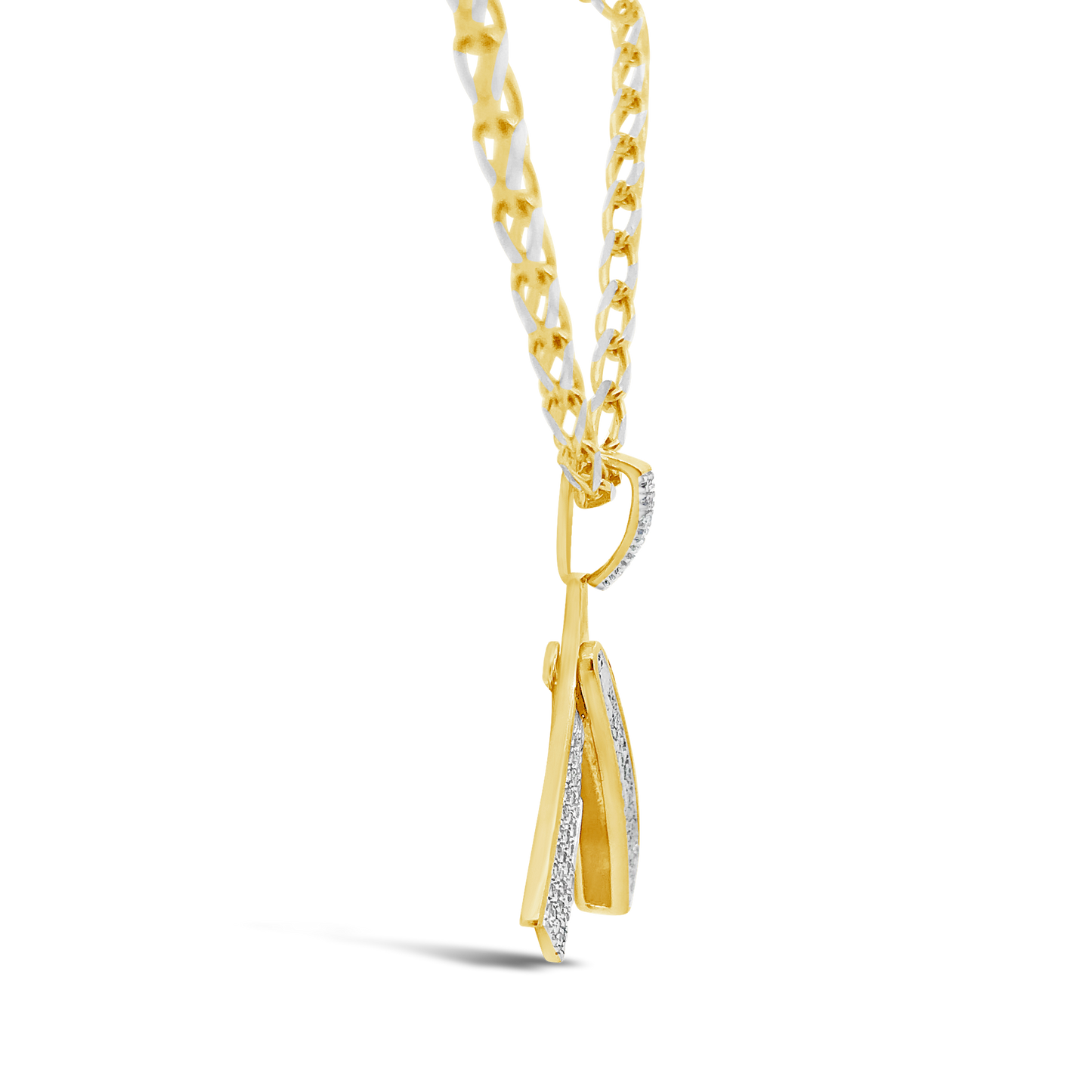 Diamond Opening Straight Razor Pendant .26 CTW Round Cut 10K Yellow Gold