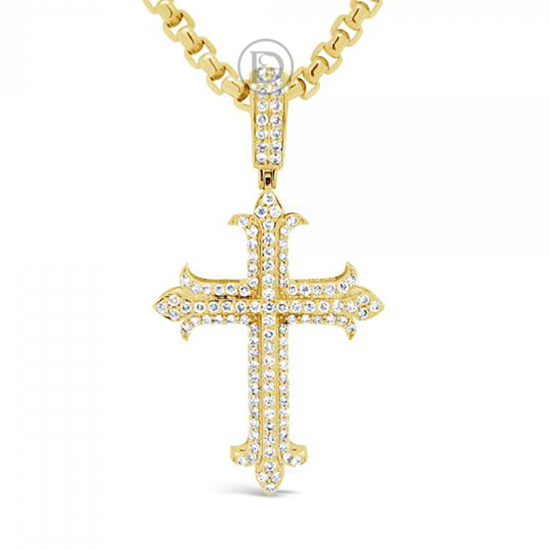 Diamond Cross Pendant 1.48 CTW Round Cut 10K Yellow Gold