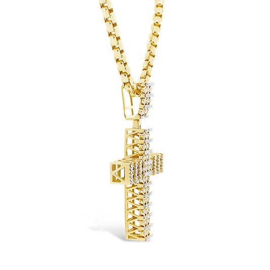 Diamond Cross Pendant .72 CTW Round Cut 10K Yellow Gold