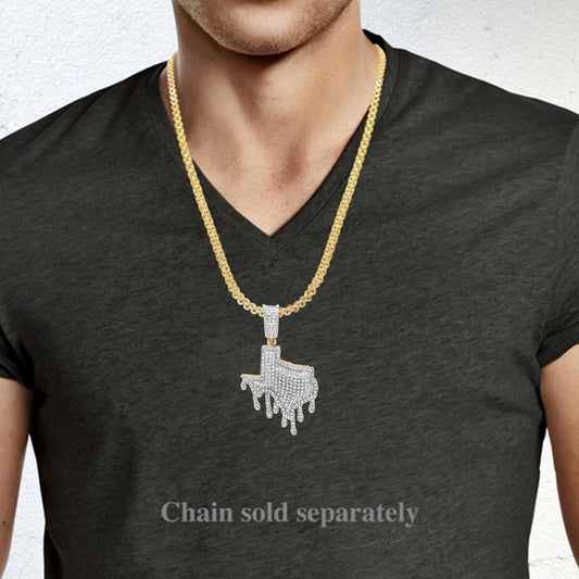 Dripping Diamond Texas Pendant .61 CTW Round Cut 10K Yellow Gold