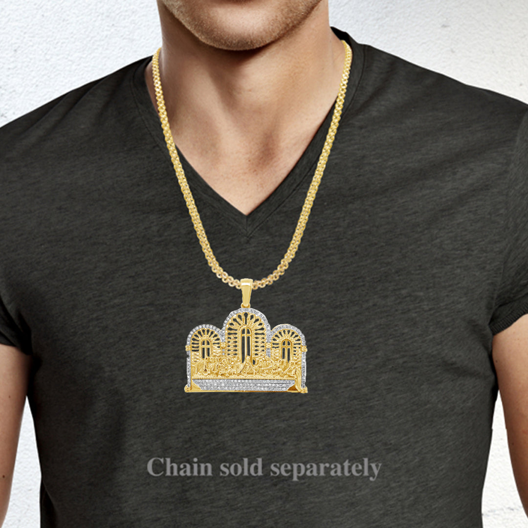 Diamond Last Supper Pendant .30 CTW Round Cut 10K Yellow Gold