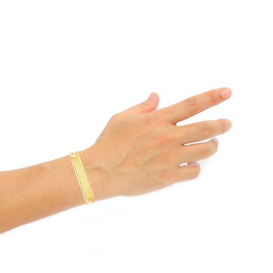 10K Gold ID Bracelet w/ Lazor Cut Cuban Links