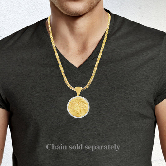 Diamond Pendant 2 CTW Round Cut 10K Yellow Gold