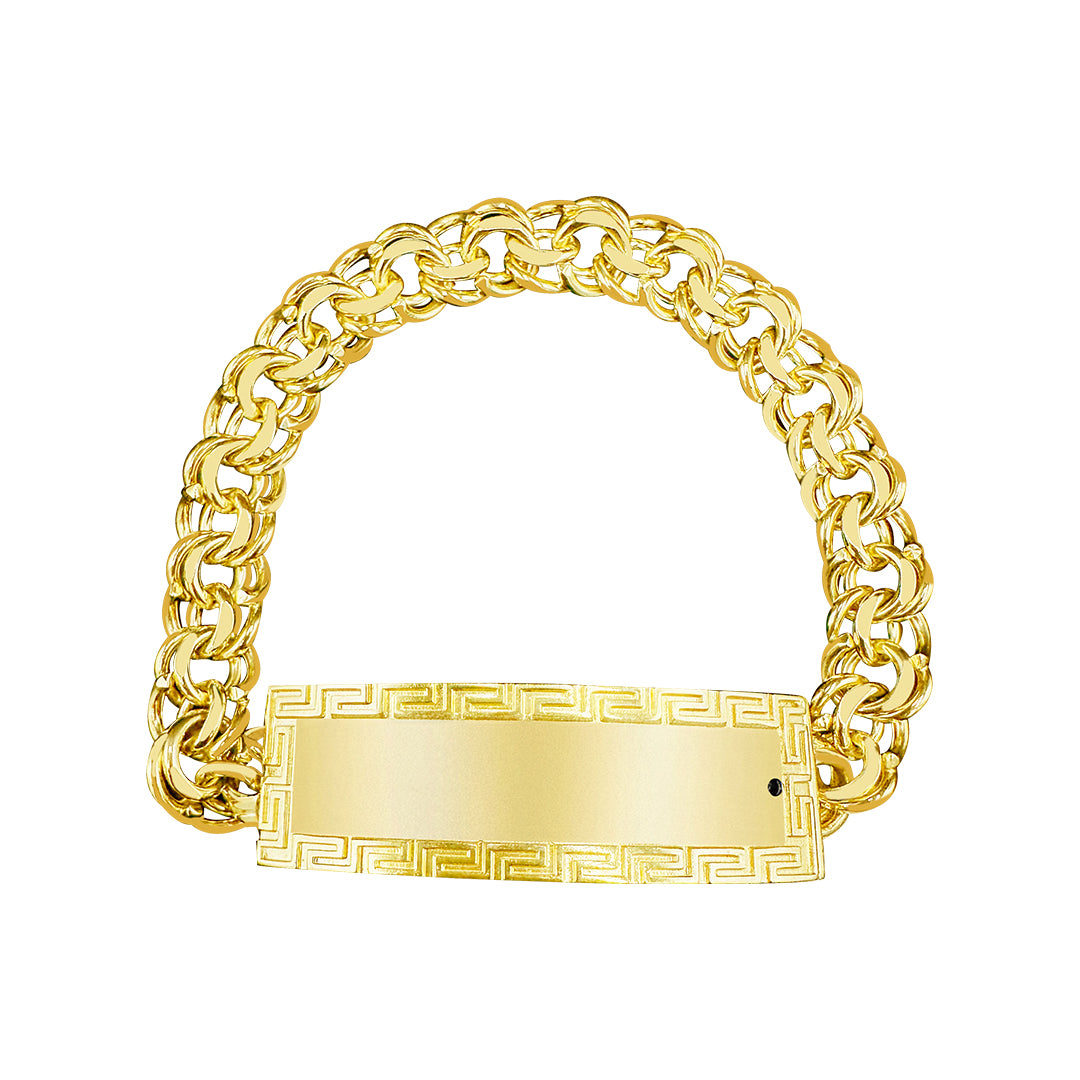 10K Yellow Gold Chino Link Medusa ID Bracelet