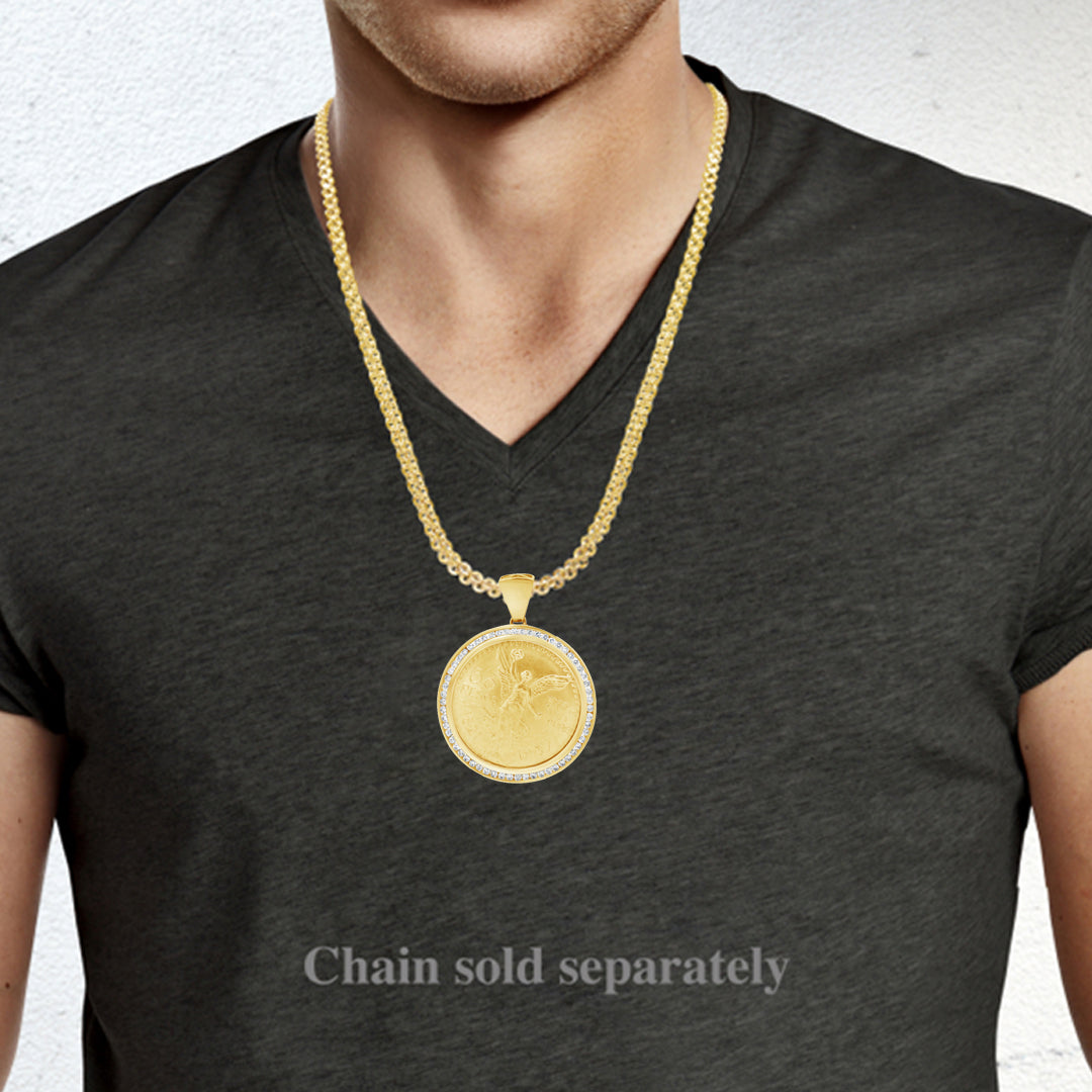 Diamond 22CT 50 Pesos Pendant 1.90 CTW Round Cut 10K Yellow Gold