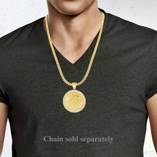 Diamond 22CT 50 Pesos Pendant 1.90 CTW Round Cut 10K Yellow Gold