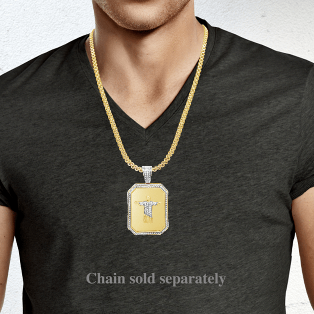 Diamond Jesus Pendant .70 CTW Round Cut 10K Yellow Gold