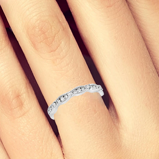 Vintage Diamond Band 1.95 CTW Round Cut 10K White Gold