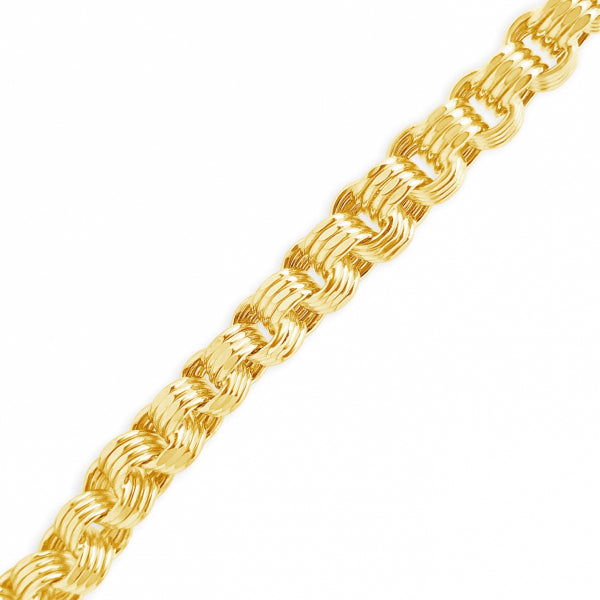 10K Yellow Gold Hollow Byzantine Turkish Link 22" Necklace