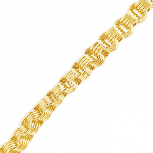 10K Yellow Gold Hollow  Byzantine Turkish Link 22" Necklace