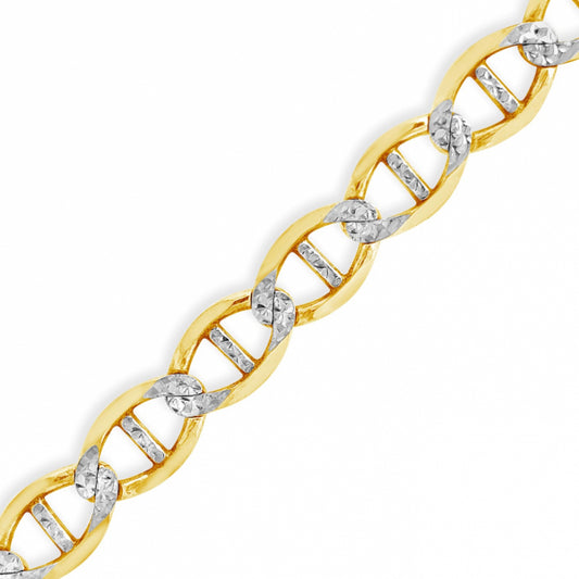 10K Yellow Gold Two Tone Pave  Mariner Anchor Link 22" Chain