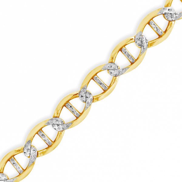 10K Yellow Gold Two Tone Pave Mariner Anchor Link 22" Chain