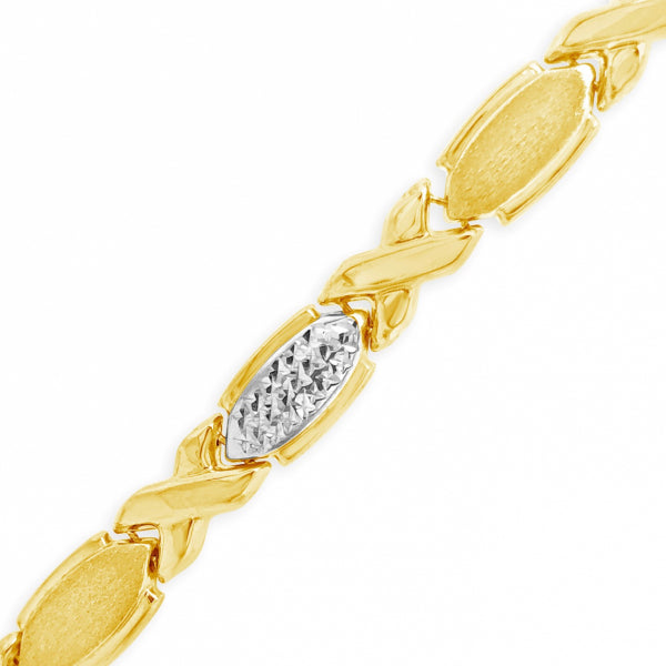 10K Yellow Gold Heart 18" Necklace w/ Hugs & Kisses Detail