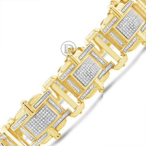 10K Solid Yellow Gold 3.50CT tw Round Cut Custom Diamond Bracelet