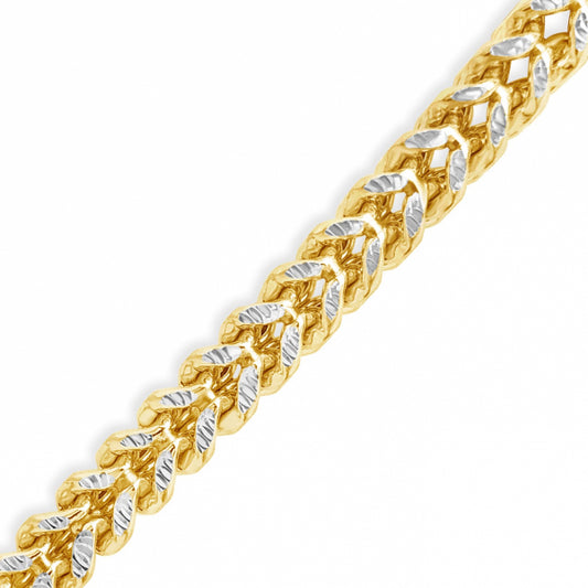 10K two-Tone Semi Solid yellow Gold Franco Chain