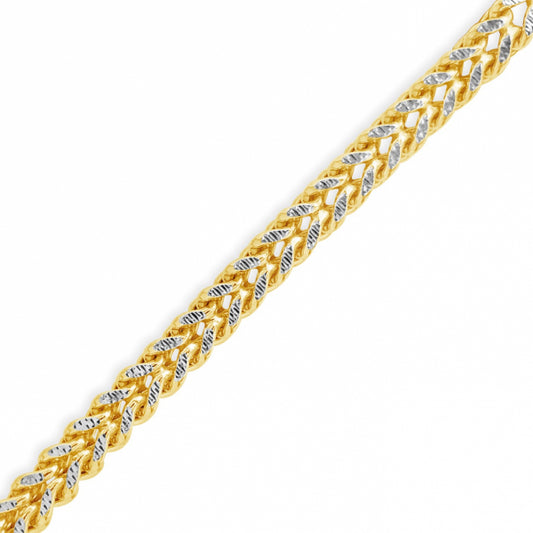10K Yellow Gold Two-Tone Semi Solid  Franco Chain