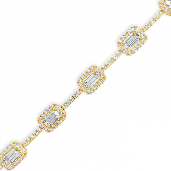 10K Yellow Gold Bagguette & Round CZ 18" Necklace