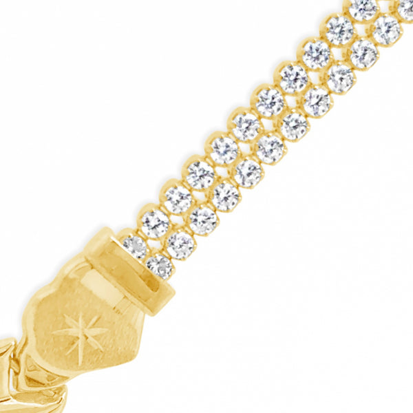 10K Yellow Gold Heart CZ 18" Necklace w/ Hugs & Kisses Detail