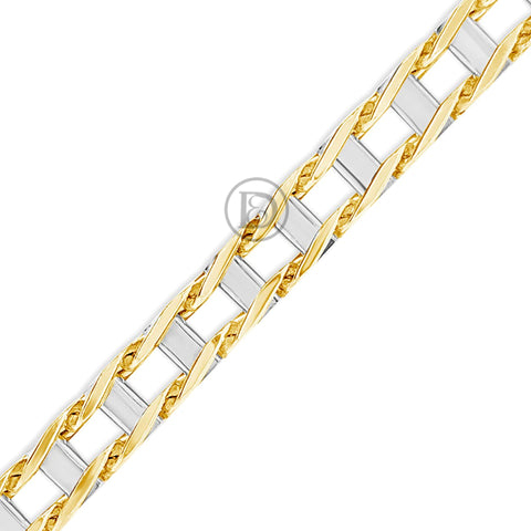 10K Gold Two-Tone Rail Road Bracelet