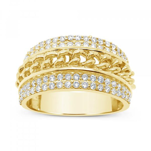 10K Yellow Gold Men's Cuban Link w/ CZ's