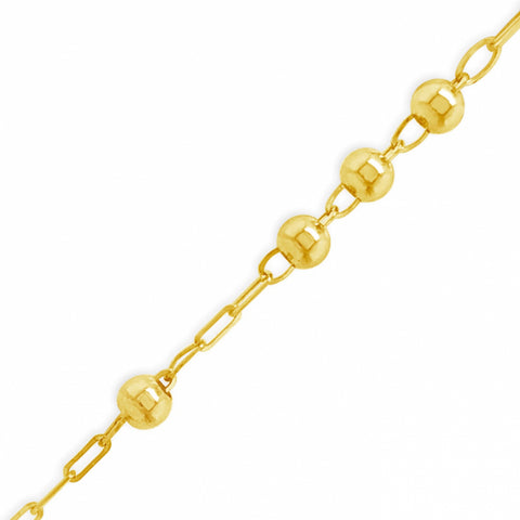 10K Yellow Gold  18" Rosary w/ Diamond Cut Beads