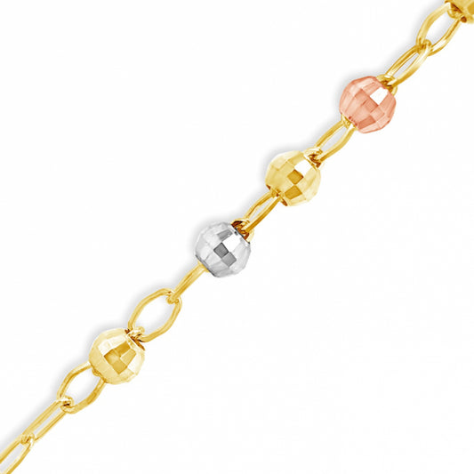 10K Yellow Gold  24" Rosary w/ Solid Beads