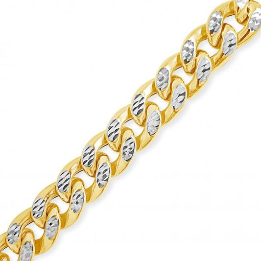 Reversable Two Tone Pave 10K Yellow Gold 10 Miami Cuban 22" Chain