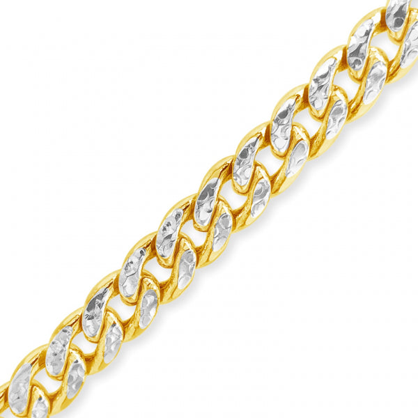 Two-Tone Pave 10K Yellow Gold 7 Miami Cuban 22" Chain