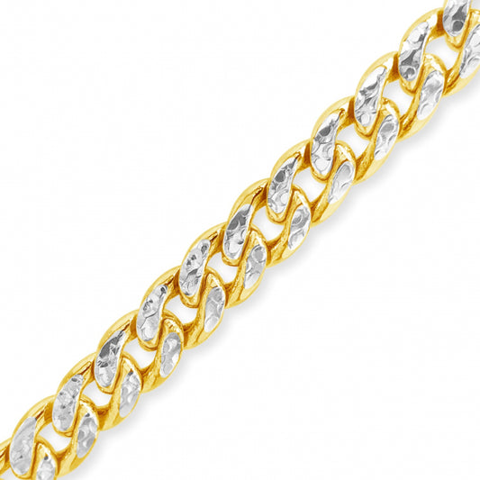 Two-Tone Pave 10K Yellow Gold 7 Miami Cuban 22" Chain