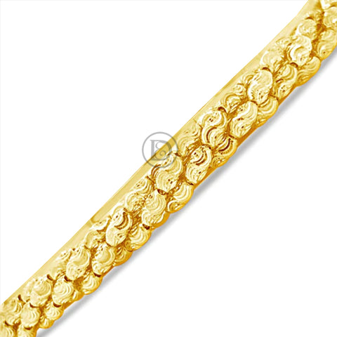 10K Yellow Gold  Row Barrel Moon Cut Bracelet