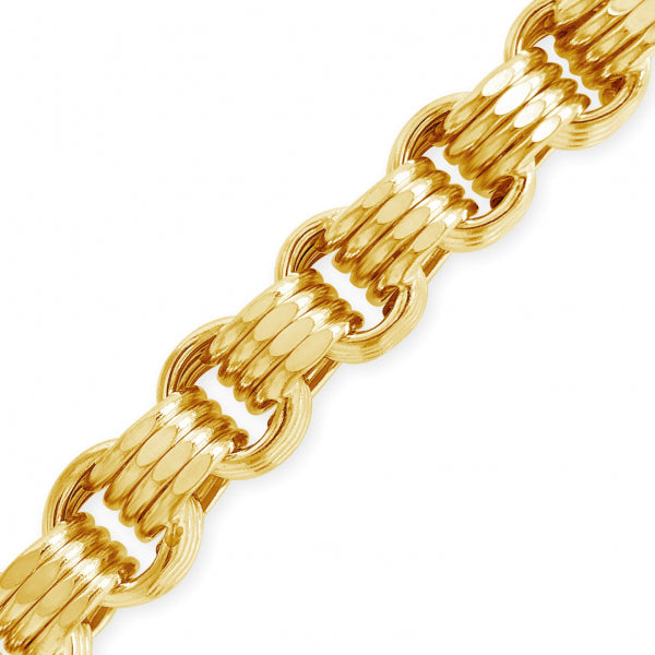 10K Yellow Gold Hollow Byzantine Turkish Link 22" Chain