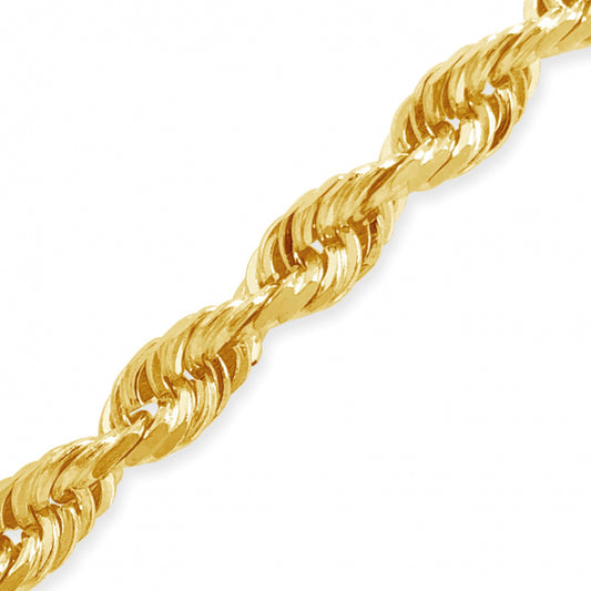 10K Solid Yellow Gold 20" Rope Chain w/ Diamond Cuts