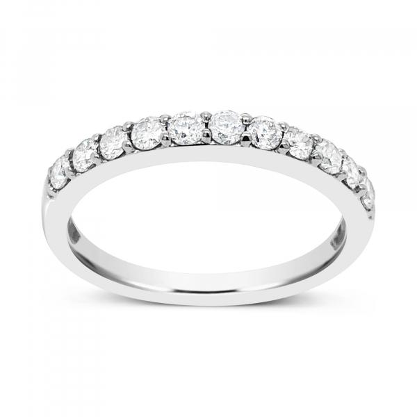 14K White Gold .50 CTW Round Cut Diamond Band