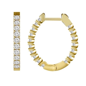 LADIES HOOPS 2 CT ROUND DIAMOND 10K YELLOW GOLD