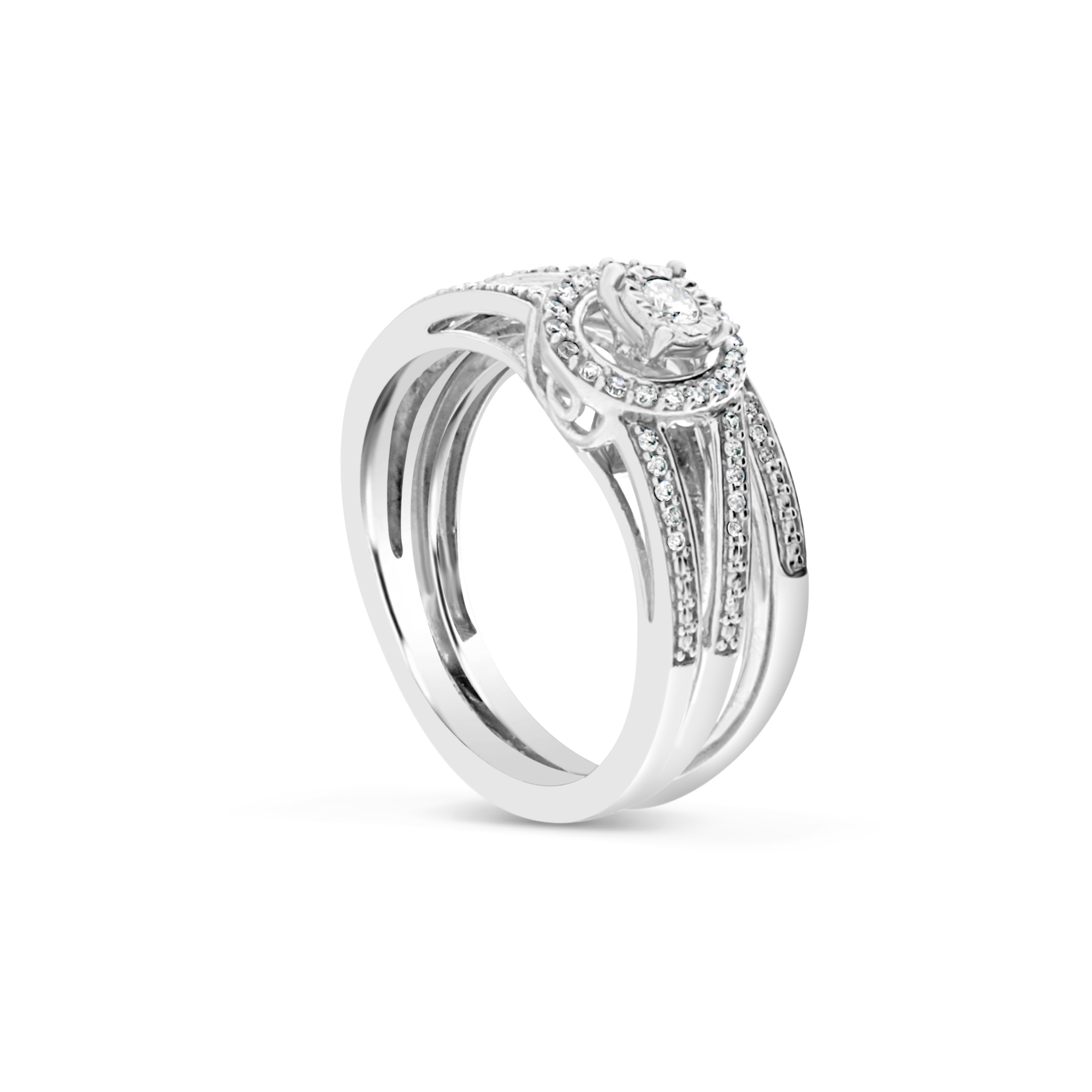 Diamond Halo Engagement Ring .25 CTW Round Cut 10K White Gold