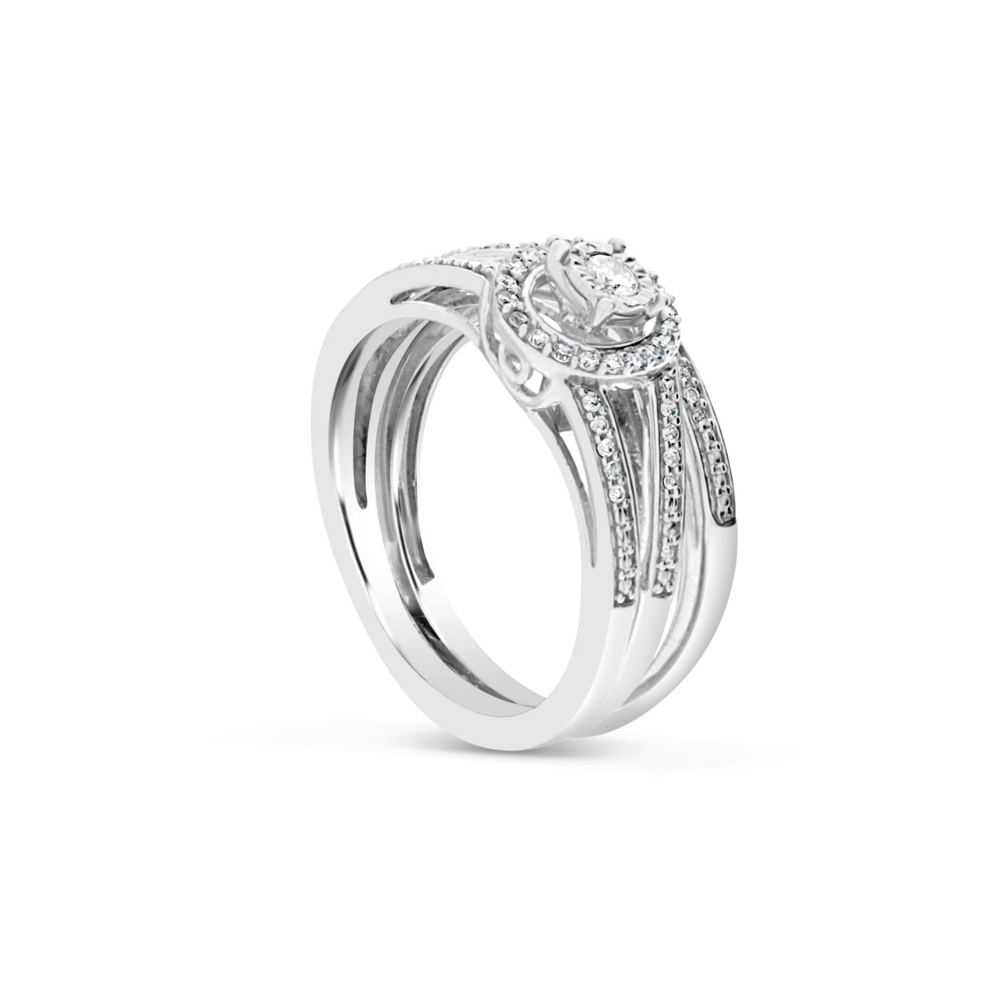Diamond Halo Engagement Ring .25 CTW Round Cut 10K White Gold