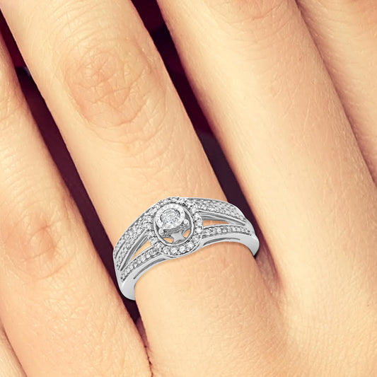 Diamond Halo Engagement Ring .25 CTW Round Cut 10K White Gold