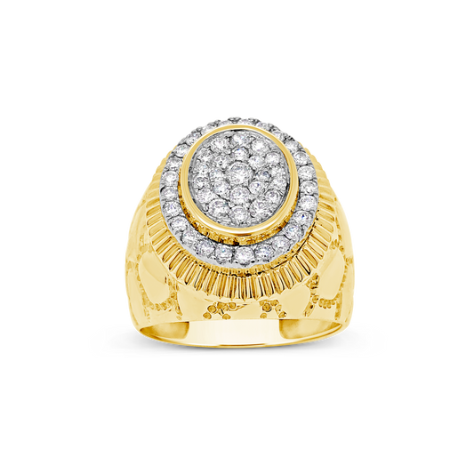 Diamond Nugget Ring 1 CTW Round Cut 10K Yellow Gold