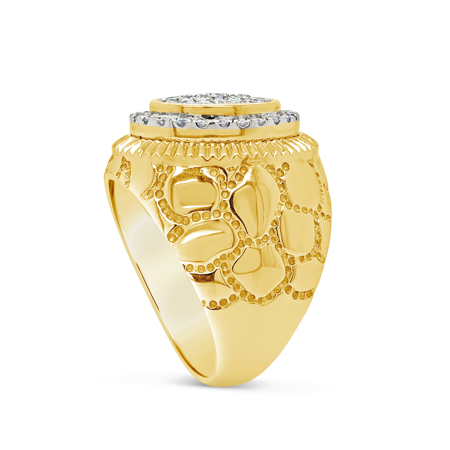 Diamond Nugget Ring 1 CTW Round Cut 10K Yellow Gold