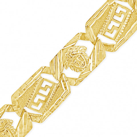 10K Yellow Gold  Greek Key w/ Medusa Design