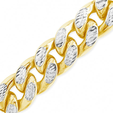 10K Hollow Yellow Gold Reversable Two Tone Pave Miami Cuban Chain