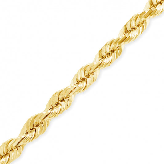 10K Yellow Gold Solid  22" Rope Chain w/ Diamond Cuts