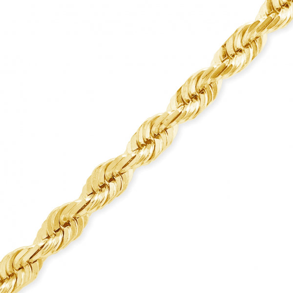 10K Yellow Gold Solid 22" Rope Chain w/ Diamond Cuts