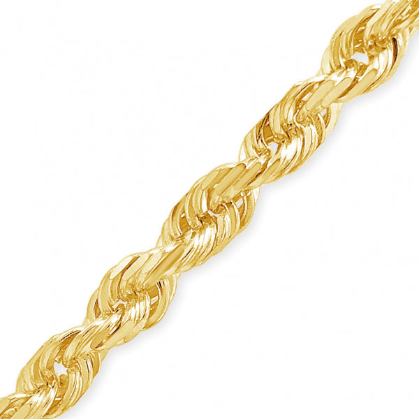 10K Yellow Gold Solid 20" Rope Chain w/ Diamond Cuts