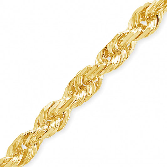 10K Yellow Gold Solid  20" Rope Chain w/ Diamond Cuts