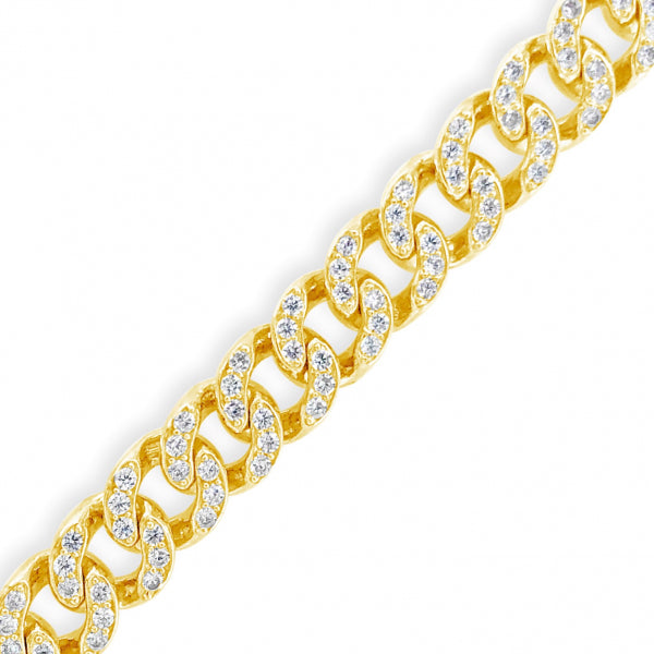 10k Yellow Gold reversable Miami Cuban Link 22" Chain w/ CZ's