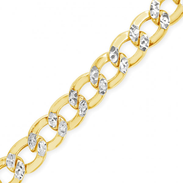 10K Yellow Gold Hollow Pave Two Tone 22" Cuban Link Chain