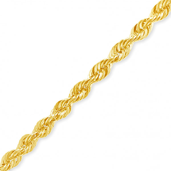 10K Yellow Gold Hollow Murray Design 24" Rope Chain w/ Diamond Cuts