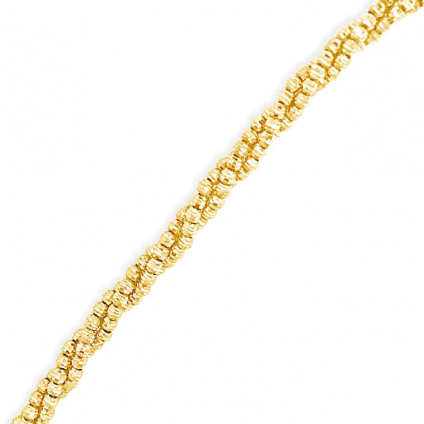 10K Yellow Gold 3 Row Moon Cut Chain